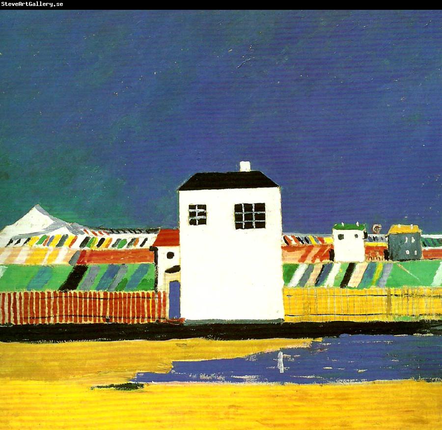 Kazimir Malevich landscape with a white house